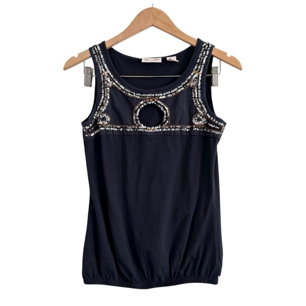 Wrangler Navy Keyhole Embellished Sequin Tank Top